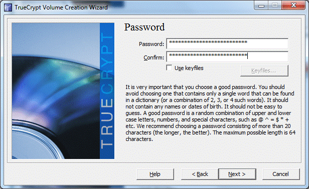 truecrypt ввод пароля