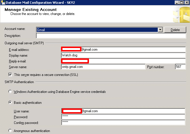 database mail account